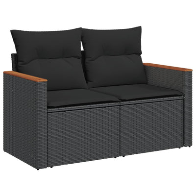 12 Piece Garden Sofa Set with Cushions Black Poly Rattan Payday Deals