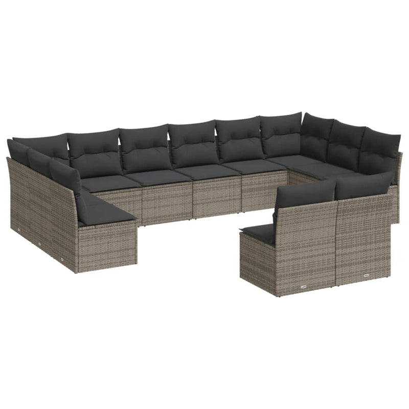 12 Piece Garden Sofa Set with Cushions Grey Poly Rattan Payday Deals