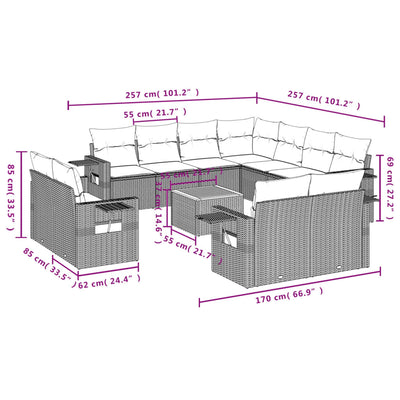 12 Piece Garden Sofa Set with Cushions Grey Poly Rattan Payday Deals