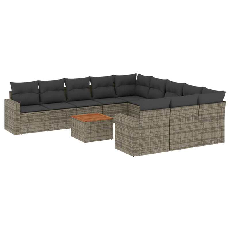 12 Piece Garden Sofa Set with Cushions Grey Poly Rattan Payday Deals