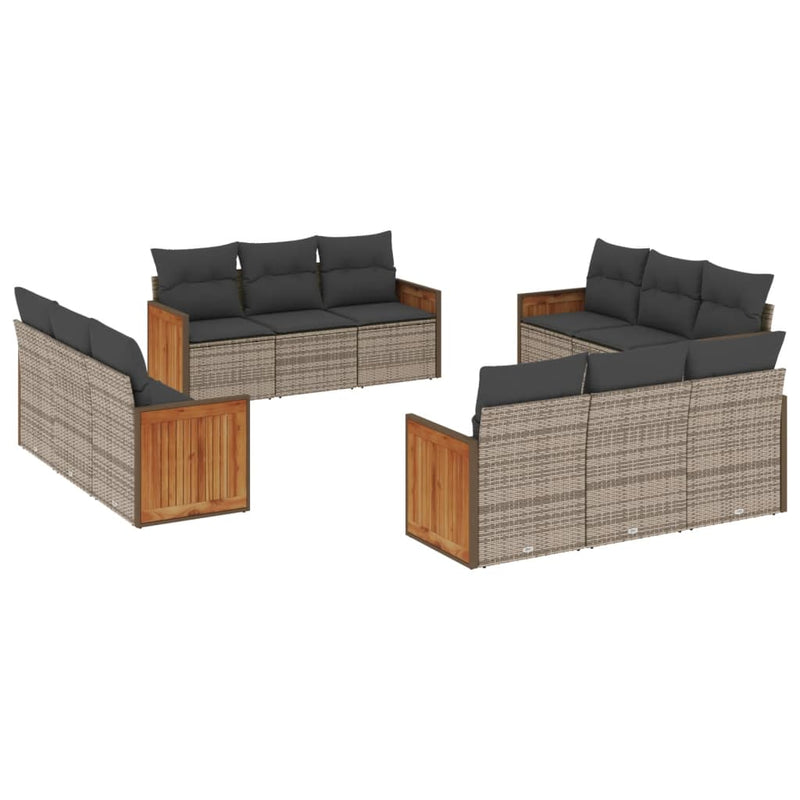 12 Piece Garden Sofa Set with Cushions Grey Poly Rattan Payday Deals