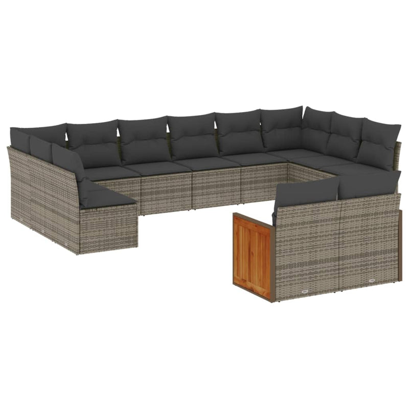 12 Piece Garden Sofa Set with Cushions Grey Poly Rattan Payday Deals