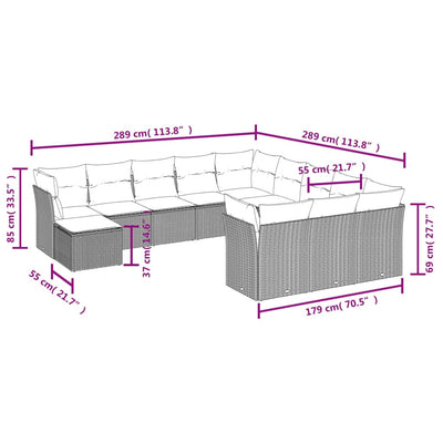 12 Piece Garden Sofa Set with Cushions Grey Poly Rattan Payday Deals