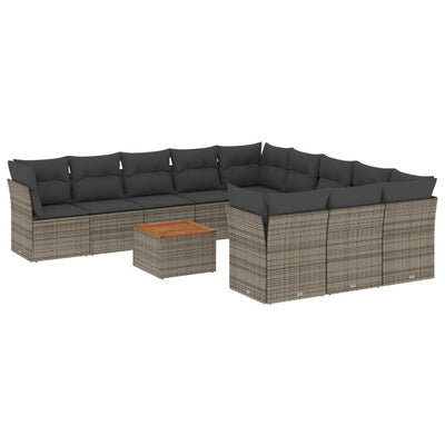 12 Piece Garden Sofa Set with Cushions Grey Poly Rattan Payday Deals