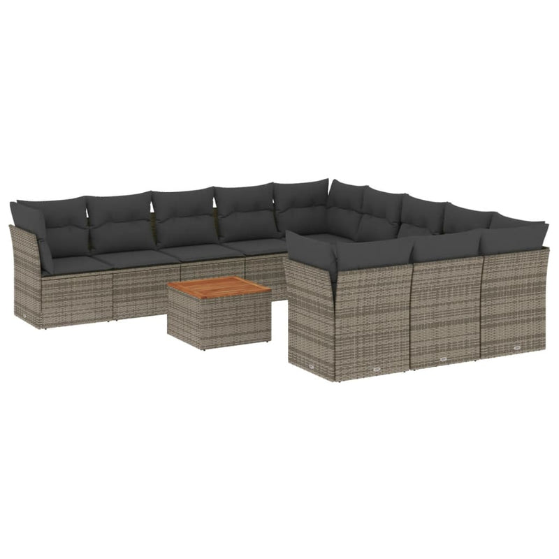 12 Piece Garden Sofa Set with Cushions Grey Poly Rattan Payday Deals