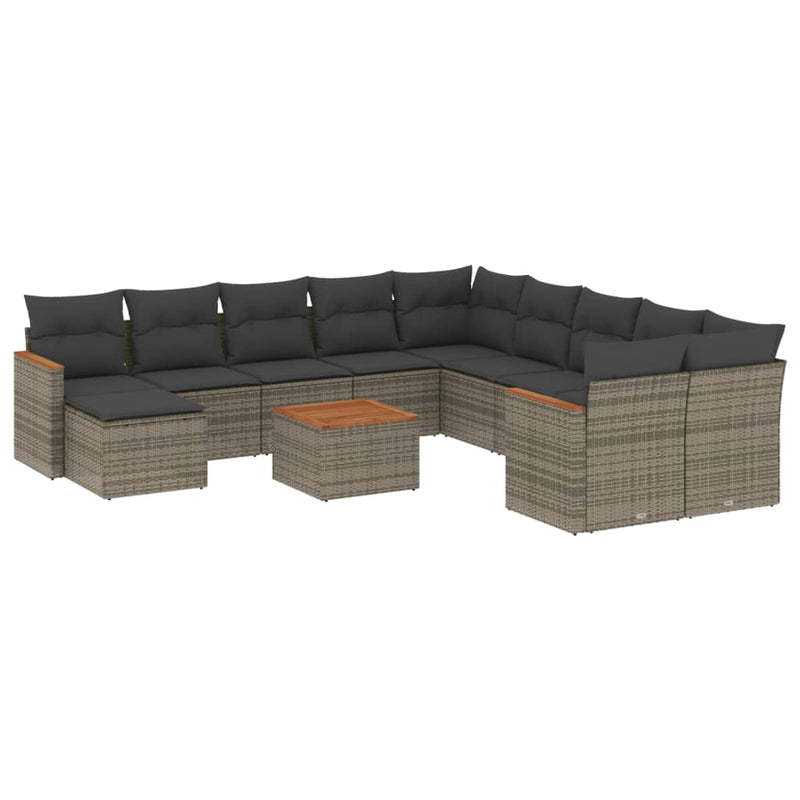 12 Piece Garden Sofa Set with Cushions Grey Poly Rattan Payday Deals
