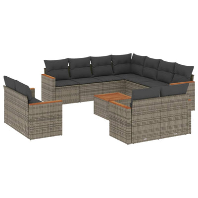 12 Piece Garden Sofa Set with Cushions Grey Poly Rattan Payday Deals