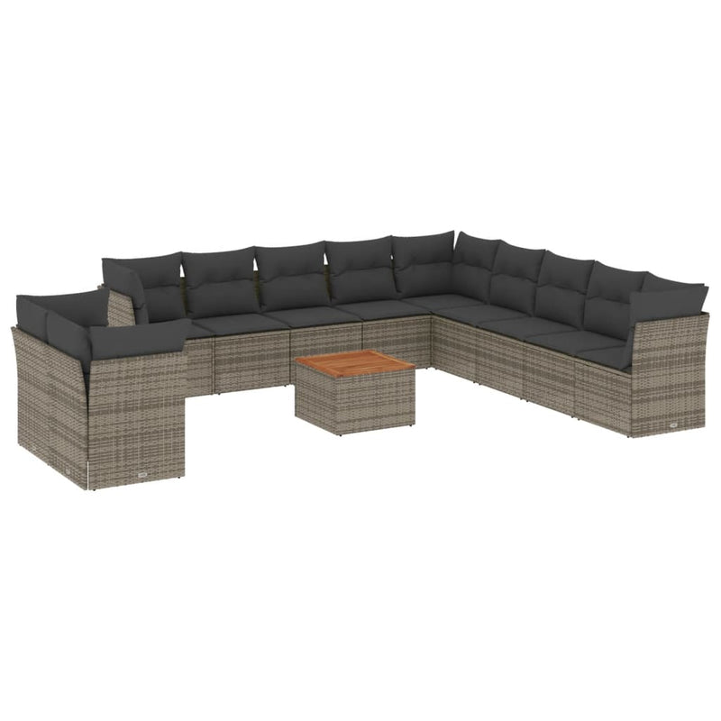 12 Piece Garden Sofa Set with Cushions Grey Poly Rattan Payday Deals