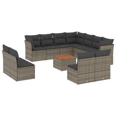 12 Piece Garden Sofa Set with Cushions Grey Poly Rattan Payday Deals