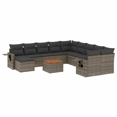 12 Piece Garden Sofa Set with Cushions Grey Poly Rattan Payday Deals