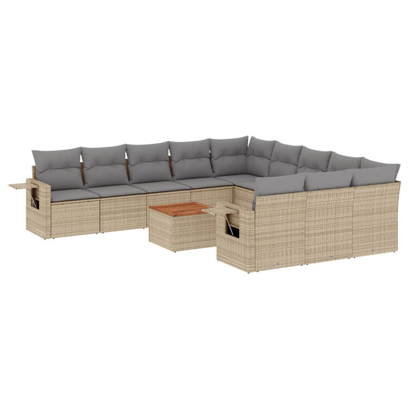 12 Piece Garden Sofa Set with Cushions Mix Beige Poly Rattan Payday Deals