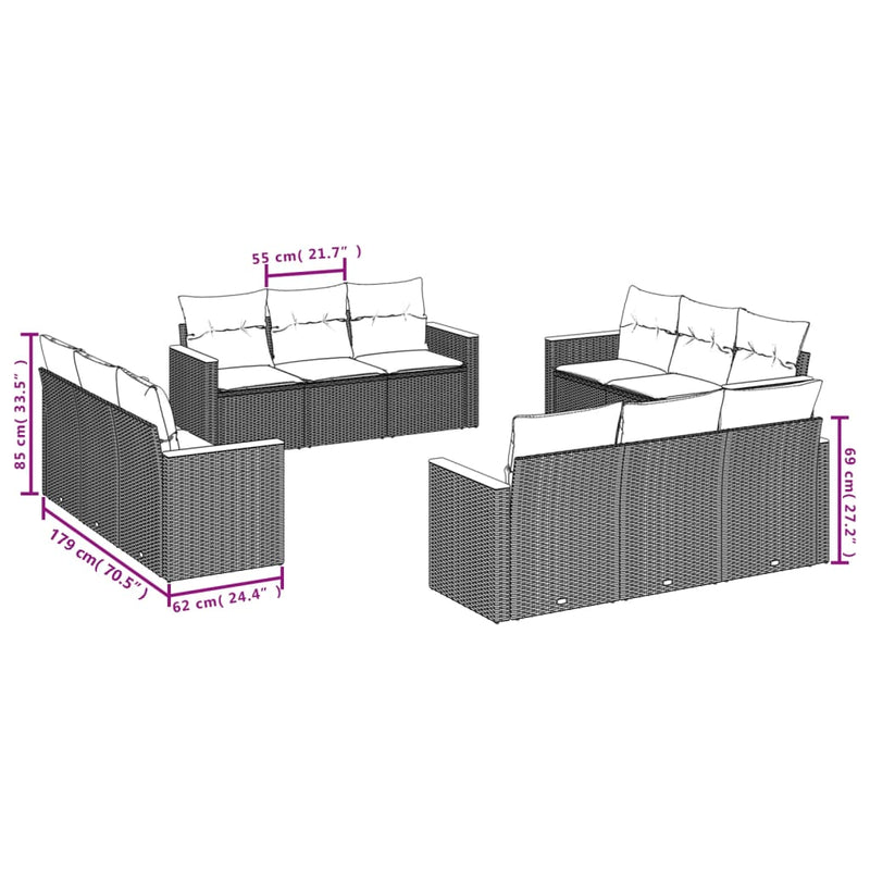 12 Piece Garden Sofa Set with Cushions Mix Beige Poly Rattan Payday Deals