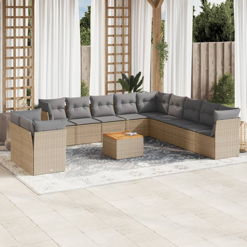 12 Piece Garden Sofa Set with Cushions Mix Beige Poly Rattan Payday Deals