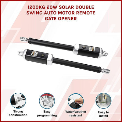 1200KG 20W Solar Double Swing Auto Motor Remote Gate Opener Payday Deals