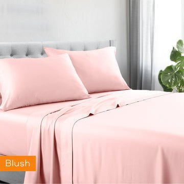 1200tc hotel quality cotton rich sheet set queen blush