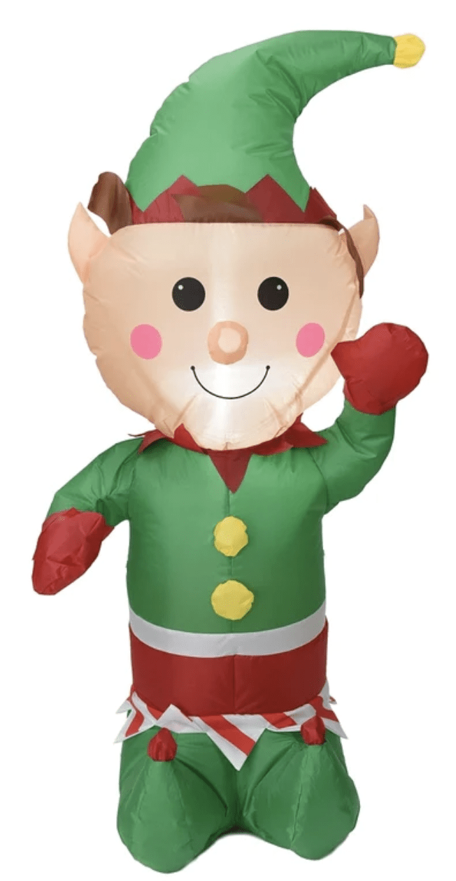 120cm Christmas Charm Inflatable Elf w/ LED Xmas Decoration Payday Deals