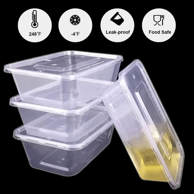 120pcs 1500ml Reusable Food Containers Plastic Meal Prep Storage - BPA Free Payday Deals