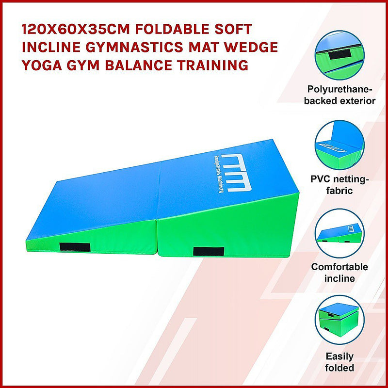 120x60x35cm Foldable Soft Incline Gymnastics Mat Wedge Yoga Gym Balance Training Payday Deals
