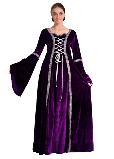 Womens Medieval Gothic Renaissance Costume Halloween Costume Party Robe - Purple