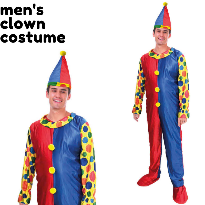Adult Mens Clown Costume Fancy Dress Party Circus Halloween Juggler