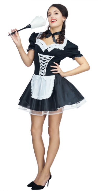 FRENCH MAID COSTUME Halloween Fancy Outfit Party Naughty Dress Buck Hens Night