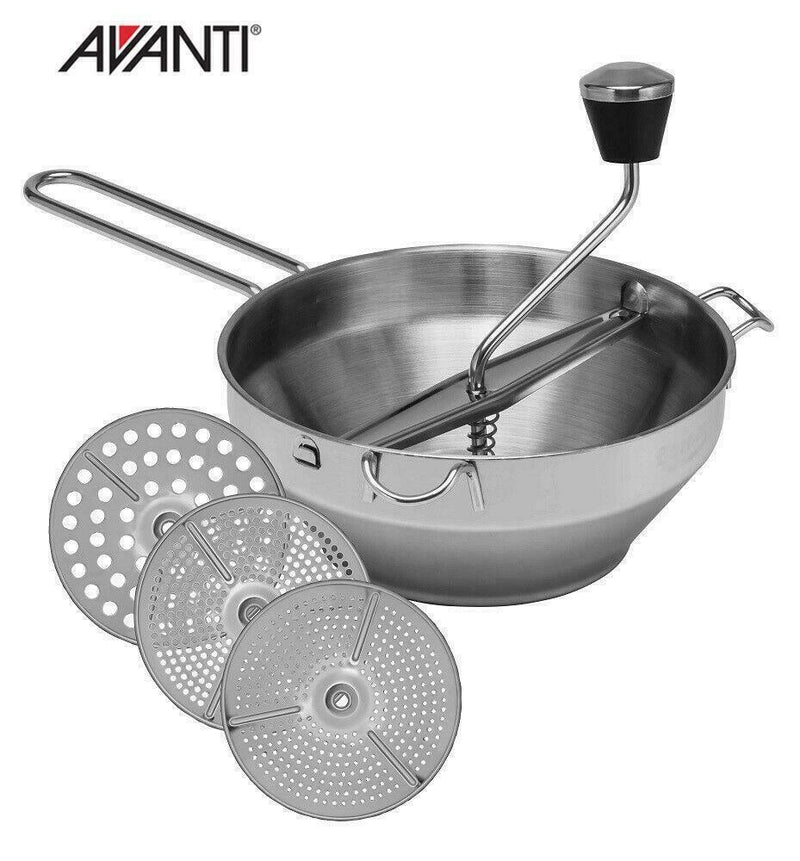 AVANTI Rotary Food Mill + 3 Discs Mouli Potato Ricer Vegetable Food Chopper