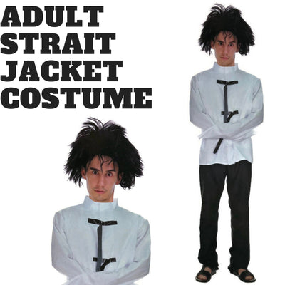 Adult Strait Jacket Costume Halloween Party Straight Fancy Dress Convict 