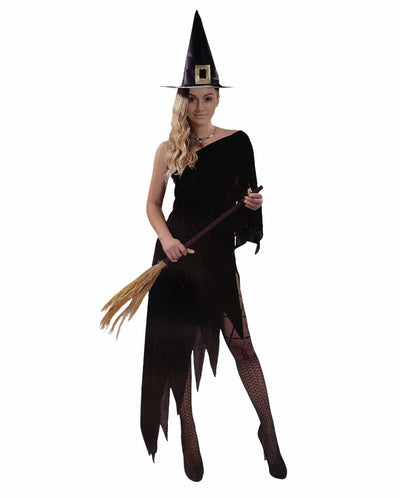 Womens Adult Witch Costume Halloween Party Vampire Dress - Black