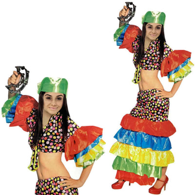 Women's FLAMENCO DANCER COSTUME Spanish Fancy Dress RUMBA Rio Carnival