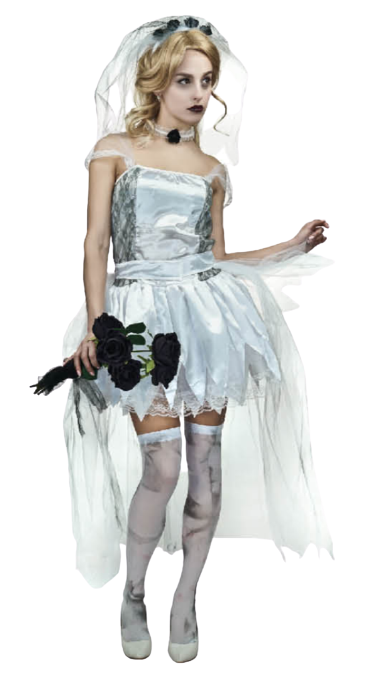 Adult Ghost Zombie Corpse Bride Fancy Dress Up Halloween Book Week Costume