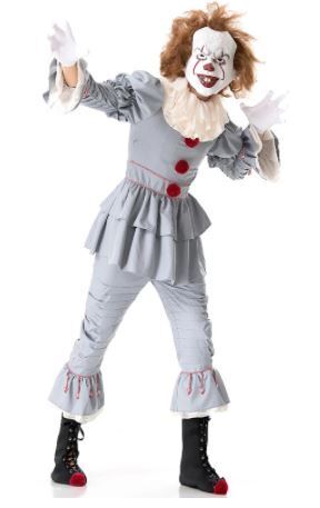 Mens Stephen King's It Pennywise Evil Clown Halloween Costume Party Outfit