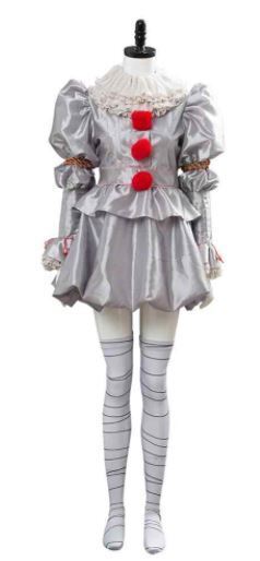 Womens Stephen King's It Pennywise Evil Clown Halloween Scary Costume Outfit