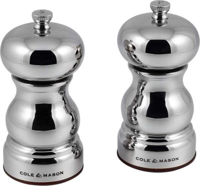 12cm Cole & Mason Knightsbridge Stainless Steel Salt & Pepper Mills Shaker