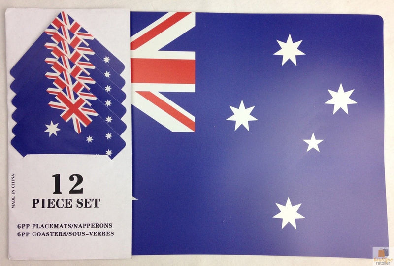 12pcs AUSTRALIA FLAG SET Coasters Placemats Table Drinks Beer Holder Souvenir Payday Deals