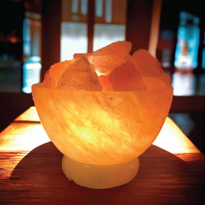 12V 12W Fire Bowl Himalayan Pink Salt Lamp Carved Rock Crystal Light Bulb On/Off Payday Deals