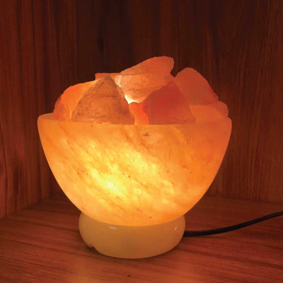 12V 12W Fire Bowl Himalayan Pink Salt Lamp Carved Rock Crystal Light Bulb On/Off Payday Deals