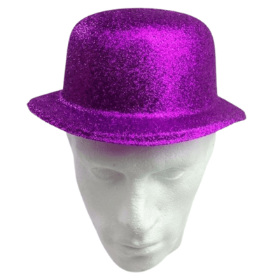 12x GLITTER BOWLER HAT Fancy Party Plastic Costume Cap Fun Dress Up Sparkle BULK Payday Deals