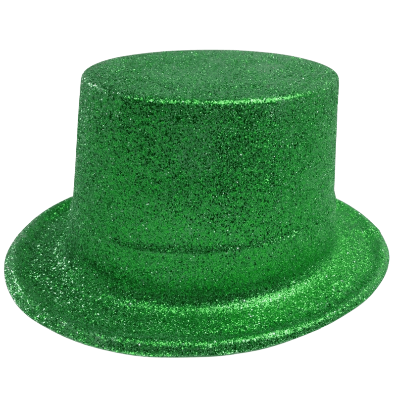 12x GLITTER TOP HAT Fancy Party Plastic Costume Tall Cap Fun Dress Up BULK - Green Payday Deals