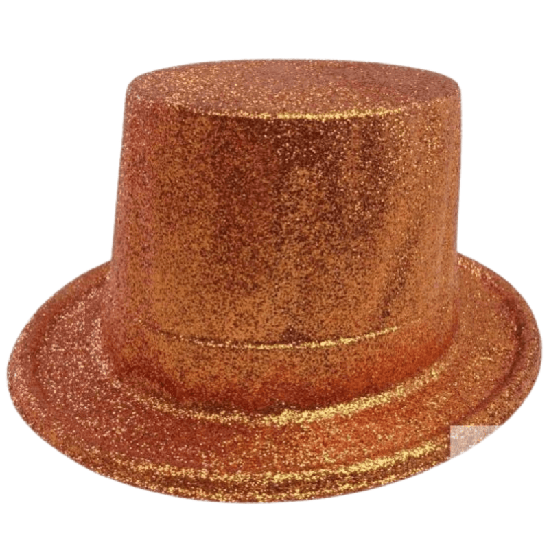 12x GLITTER TOP HAT Fancy Party Plastic Costume Tall Cap Fun Dress Up BULK - Orange Payday Deals