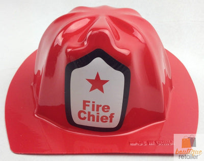 12x KIDS FIREMAN HAT Fire Chief Party Cap Helmet Costume Dress Up Halloween BULK Payday Deals
