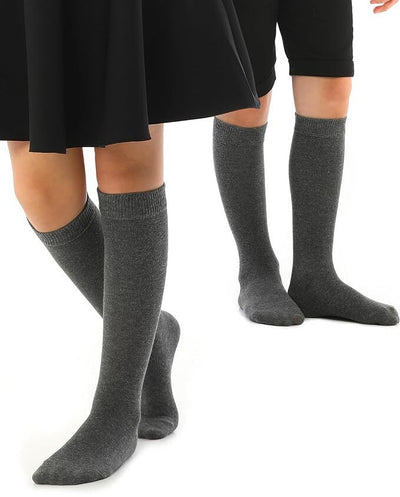 12x Knee High School Socks for Girls Boys Plain Cotton Rich Kids Bulk Payday Deals