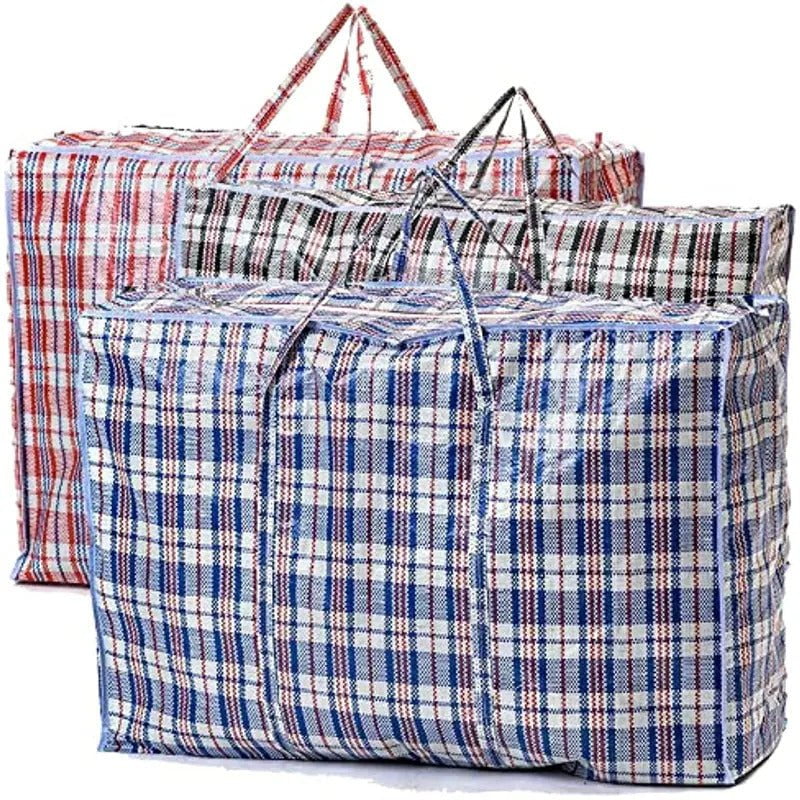 12x Large Stripe Bag Packing Storage Strip Zip Shopping Travel Check House Moving 78cm x 90cm x 25cm Payday Deals