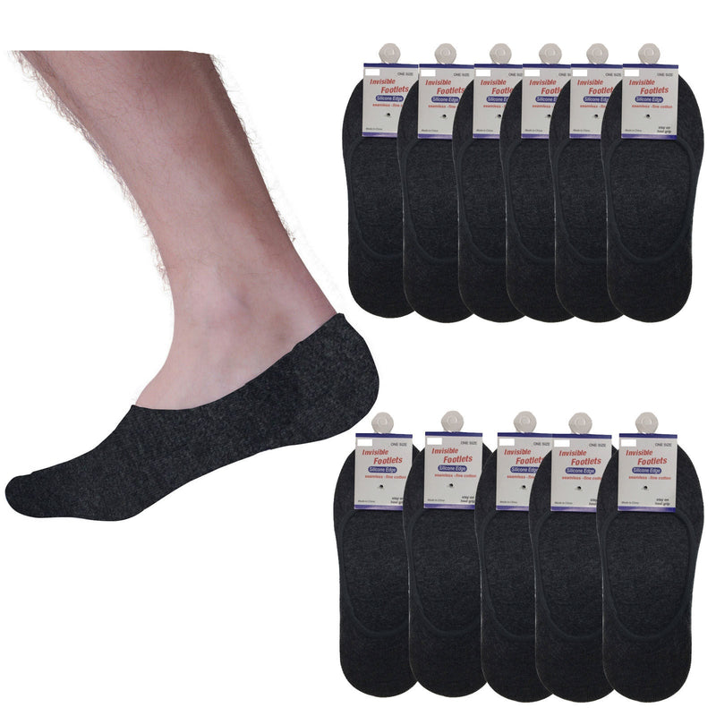 12x NO SHOW COTTON SOCKS Non Slip Heel Grip Low Cut Invisible Footlet Seamless Payday Deals