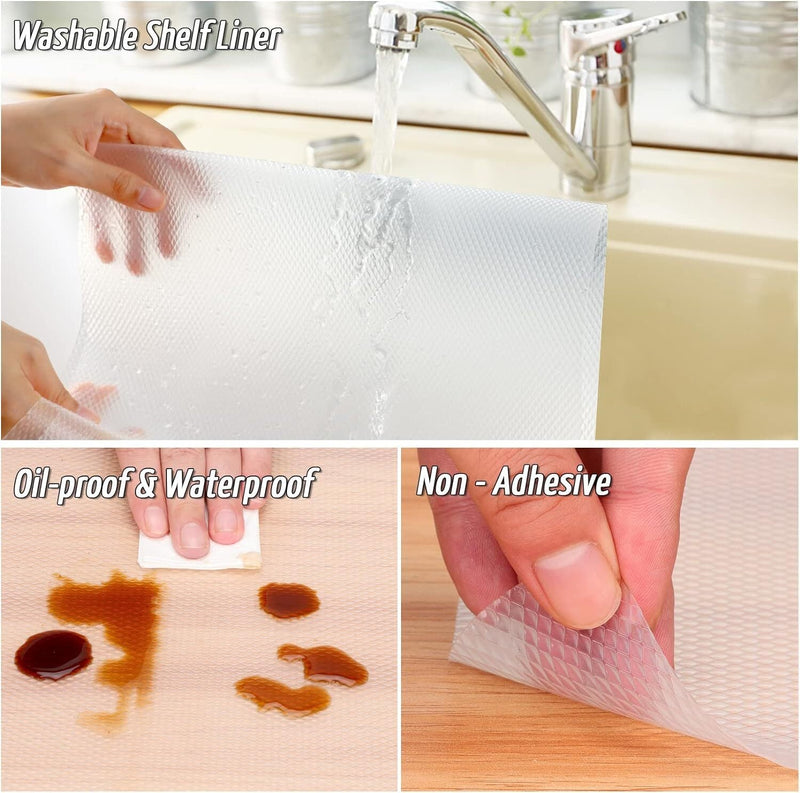 12x Non Slip Drawer Liner Plastic Gripper Cabinet Cupboard Clear Mat - 150cm x 45cm Payday Deals