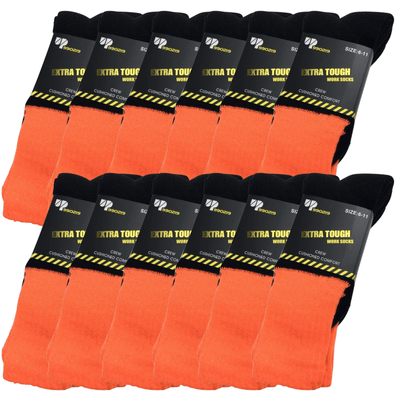 12x Pairs HI VIS SOCKS Workwear Work Safety High Visibility Fluro Cushioned BULK Payday Deals