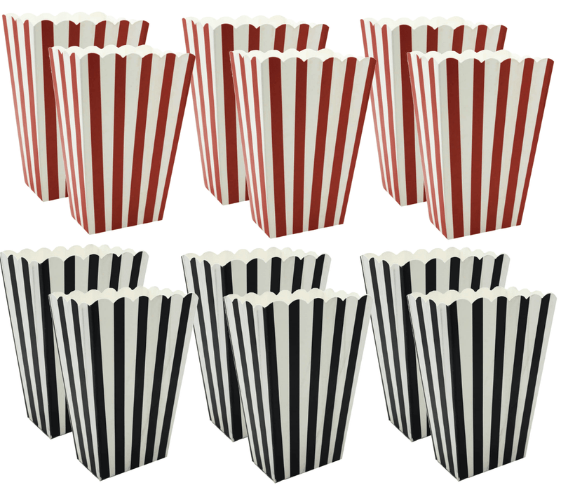 12x Popcorn Boxes Wedding Party Favour Lolly Box Retro Cinema Pop Corn Black Red Payday Deals