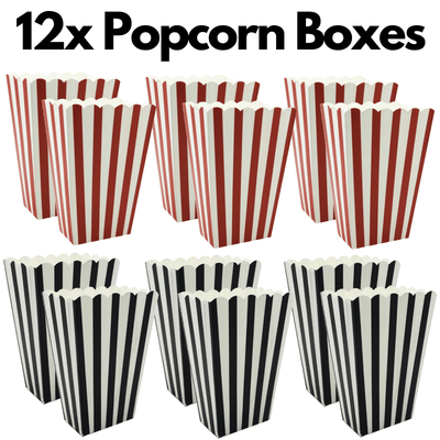 12x Popcorn Boxes Wedding Party Favour Lolly Box Retro Cinema Pop Corn Black Red Payday Deals