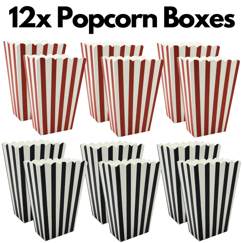 12x Popcorn Boxes Wedding Party Favour Lolly Box Retro Cinema Pop Corn Black Red Payday Deals