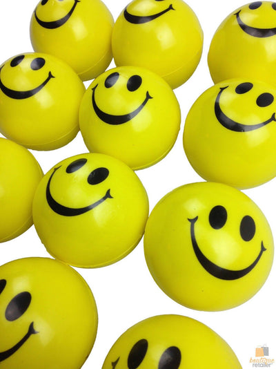 12x YELLOW STRESS BALLS Hand Relief Squeeze Toy Reliever Antistress Soft Smiley Payday Deals