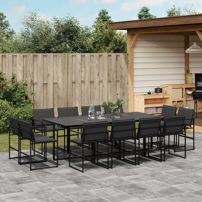 13 Piece Garden Dining Set with Cushions Black Textilene Payday Deals